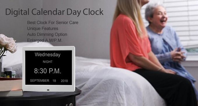 Day clock with 8 inch screen Alarms Digital Photo Frame Calendar for the Elderly