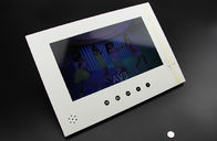 Battery powered video screen for presentation box or lcd video package media kits