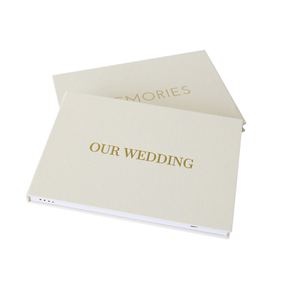 Customized Our Wedding Gold Foil Linen Video Brochure 7 Inch TFT LCD Screen 4GB Storage Rechargeable Battery Linen Video Book