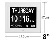 Day Clock Digital LED Wall Clock Calendar Alarm Clock 8" Extra Large Impaired Vision 3 Medicine Reminder Display Clock