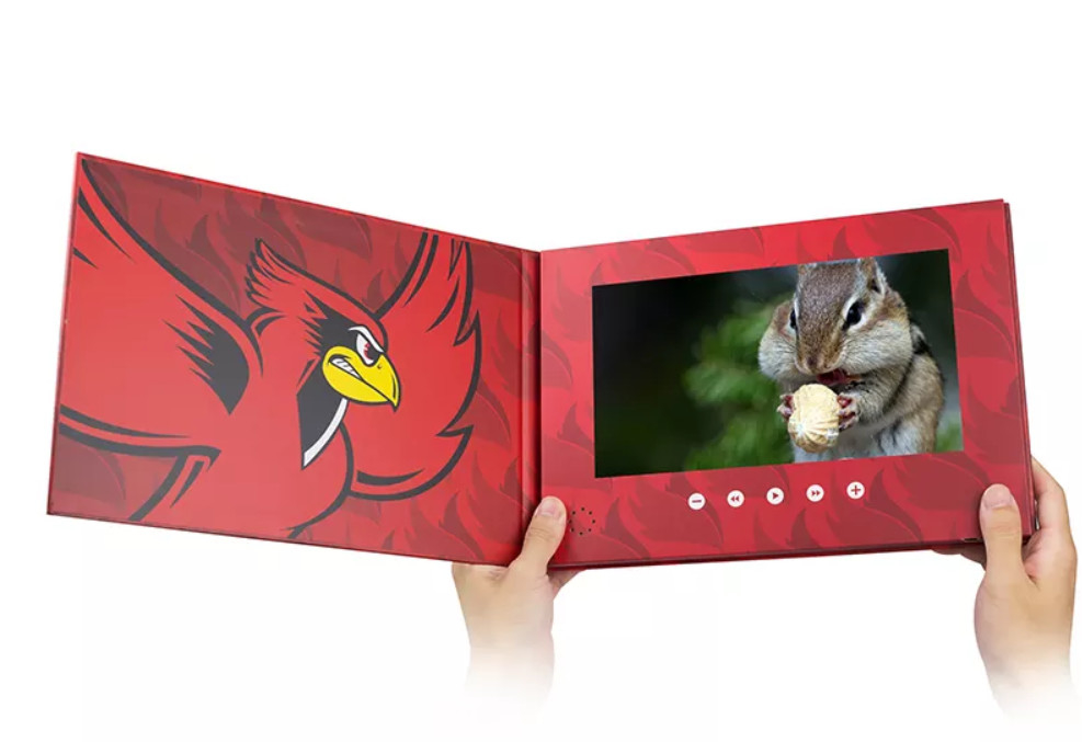 Custom Hardcover LCD Video Book 10 Inch A4 Video Brochures Education Advertising