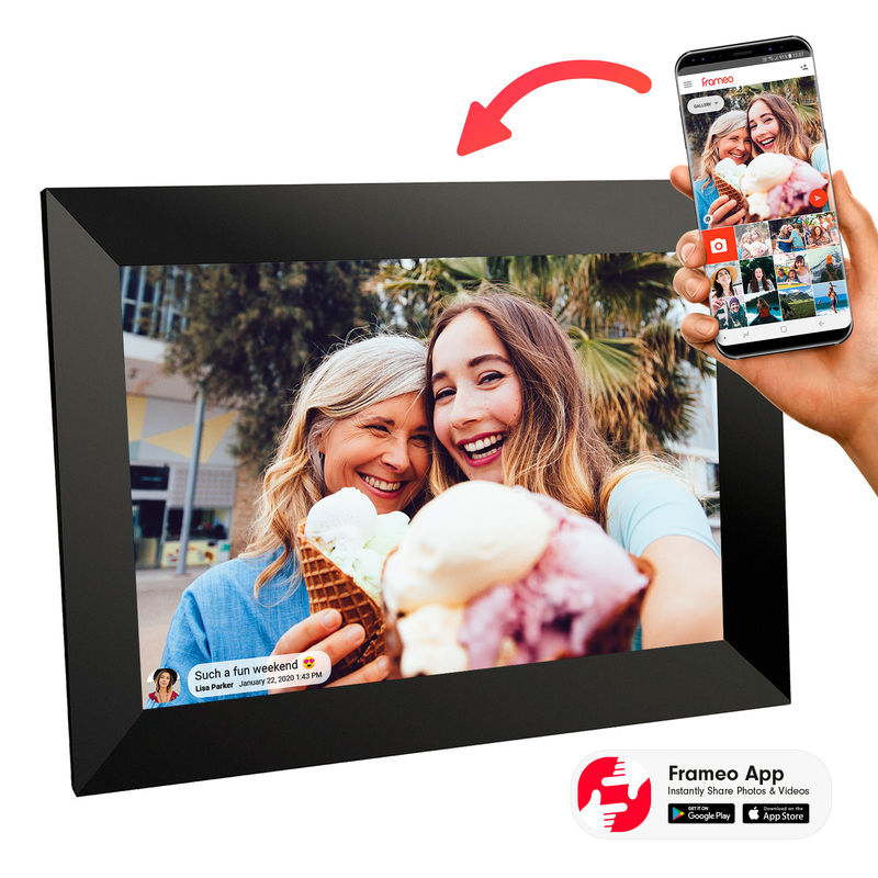 10.1 inch Digital Picture Frame, Share Video Clips and Photos Instantly via E-Mail or App